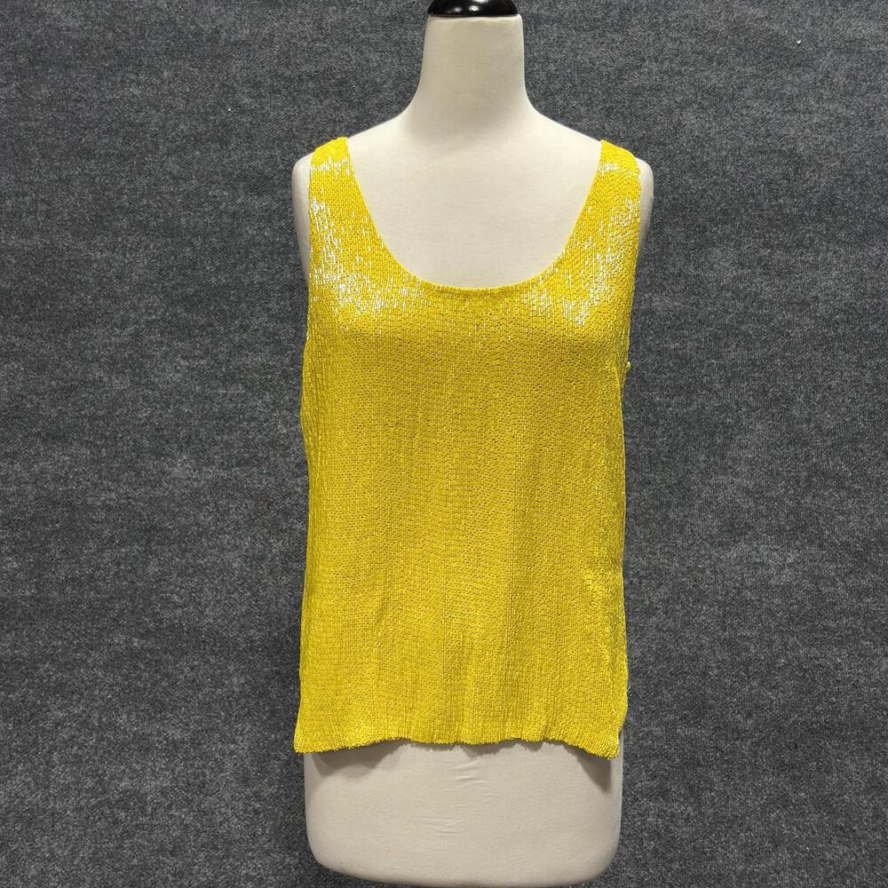 Ralph Lauren Tank Top Womens 8 Yellow Silk Beaded Scoop Neck Camisole Evening